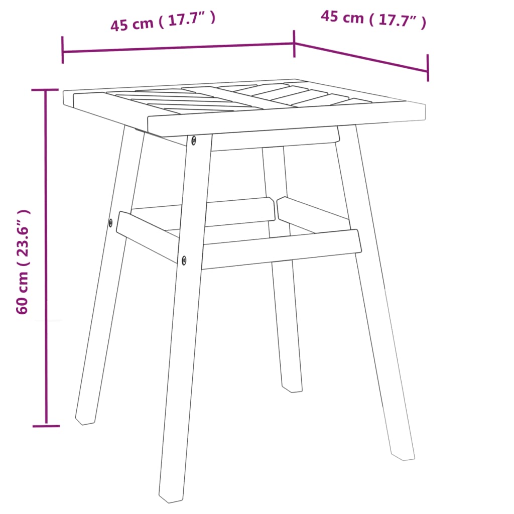 vidaXL Side Table 45x45x60 cm Solid Wood Acacia