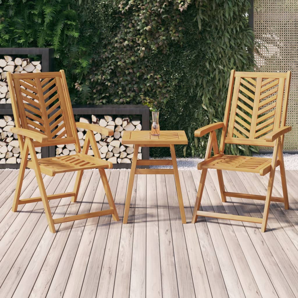 vidaXL Reclining Garden Chair |  Set of 2 | Natural wood color