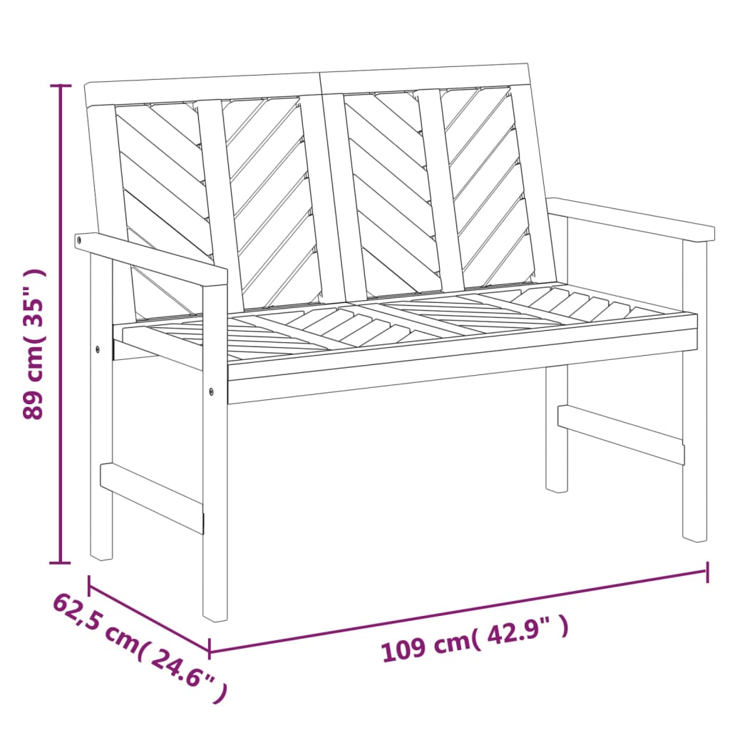 vidaXL Garden Bench 109 cm Solid Wood Acacia