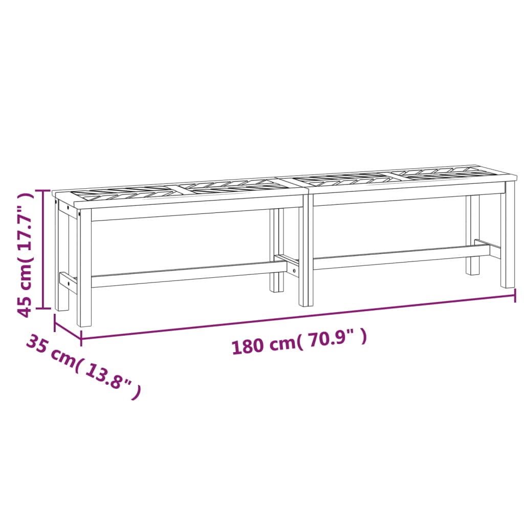 vidaXL Garden Bench 180 cm Solid Wood Acacia