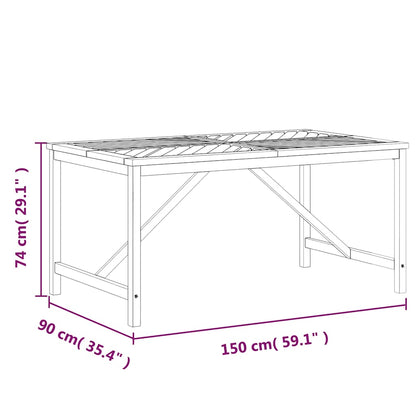 vidaXL Garden Dining Table 150x90x74 cm Solid Wood Acacia