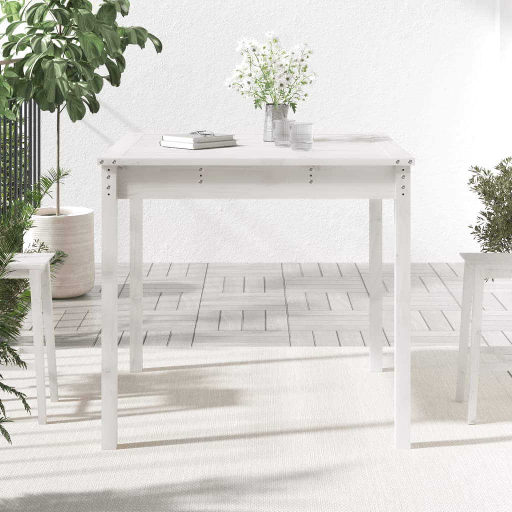 vidaXL Garden Table White 82,5x82,5x76 cm Solid Wood Pine
