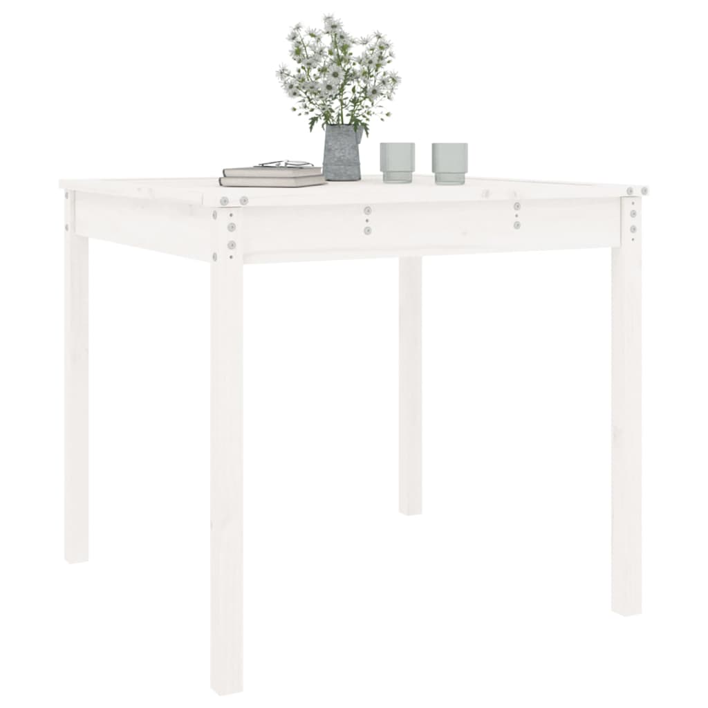 vidaXL Garden Table White 82,5x82,5x76 cm Solid Wood Pine