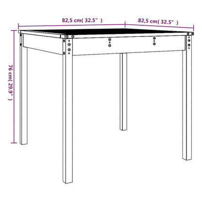 vidaXL Garden Table White 82.5x82.5x76 cm Solid Wood Pine