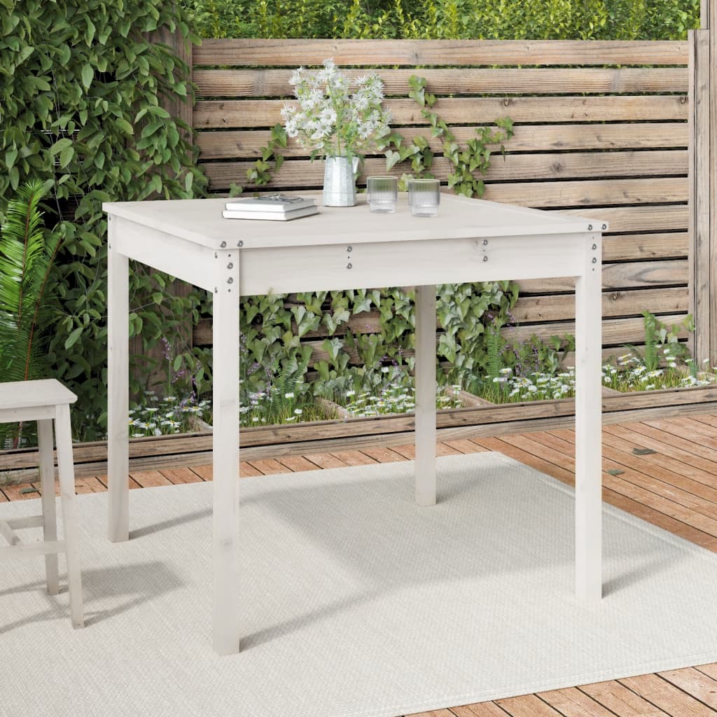 vidaXL Garden Table White 82,5x82,5x76 cm Solid Wood Pine