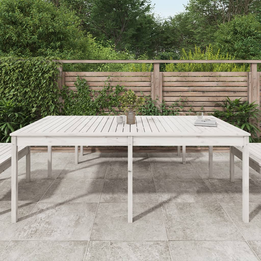 vidaXL Garden Table White 203.5x100x76 cm Solid Wood Pine