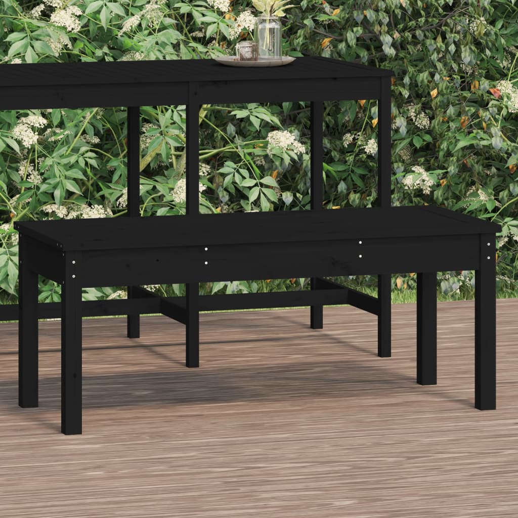 vidaXL Garden Bench | Black | Solid pine wood | Standard | Seats Many