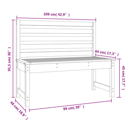 vidaXL Garden Bench 109 cm Solid Wood Pine