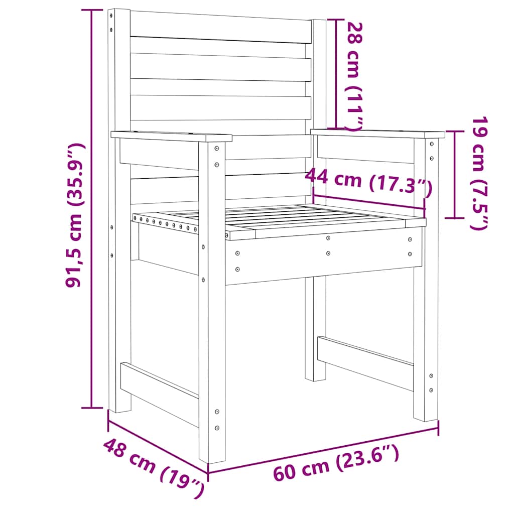vidaXL Garden Chairs 2 pcs White 60x48x91 cm Solid Wood Pine