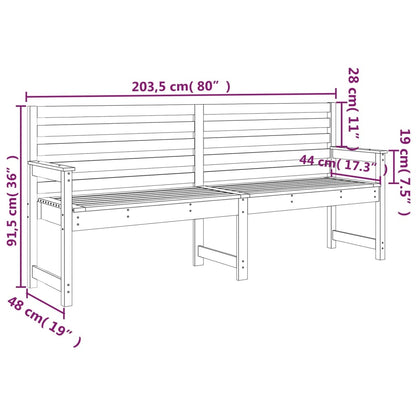 vidaXL Garden Bench 203.5x48x91.5 cm Solid Wood Pine
