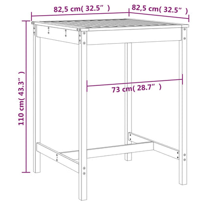 vidaXL Garden Table Honey Brown 82.5x82.5x110 cm Solid Wood Pine