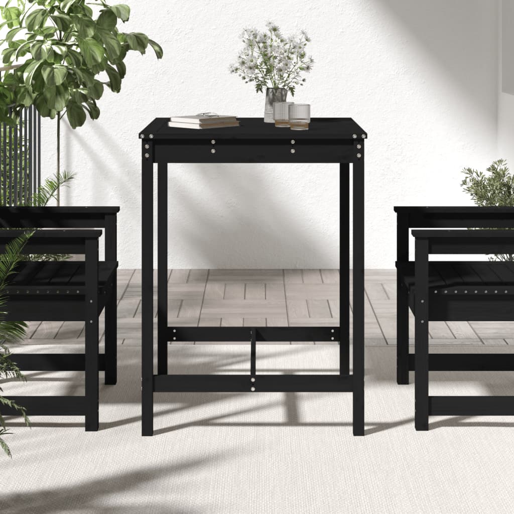 vidaXL Garden Table Black 82,5x82,5x110 cm Solid Wood Pine