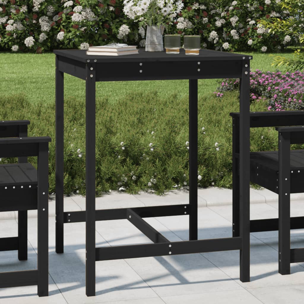 vidaXL Garden Table Black 82,5x82,5x110 cm Solid Wood Pine