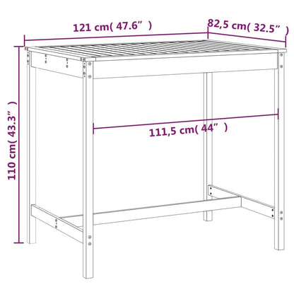 vidaXL Garden Table Grey 121x82.5x110 cm Solid Wood Pine