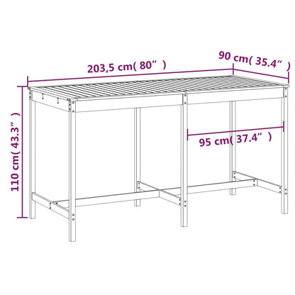 vidaXL Garden Table 203.5x90x110 cm Solid Wood Pine