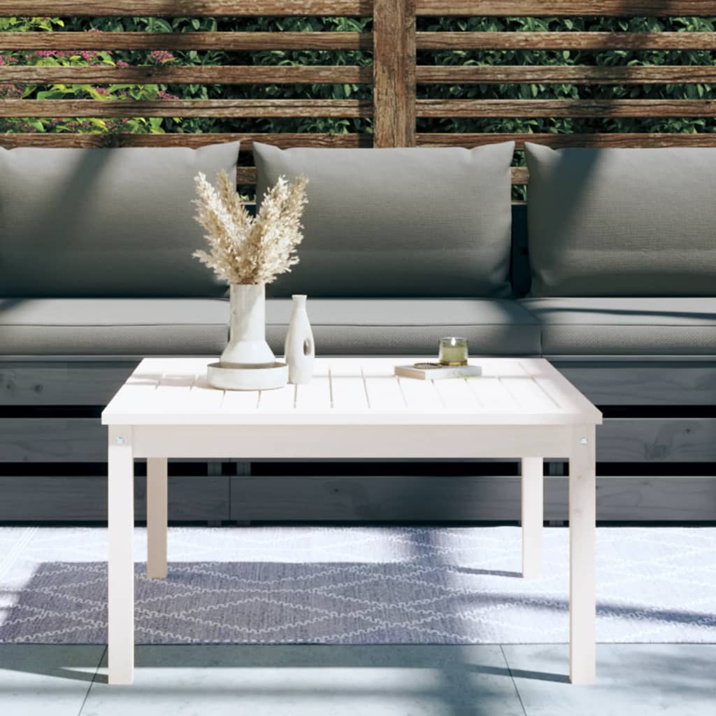 vidaXL Garden Table White 82.5x82.5x45 cm Solid Wood Pine