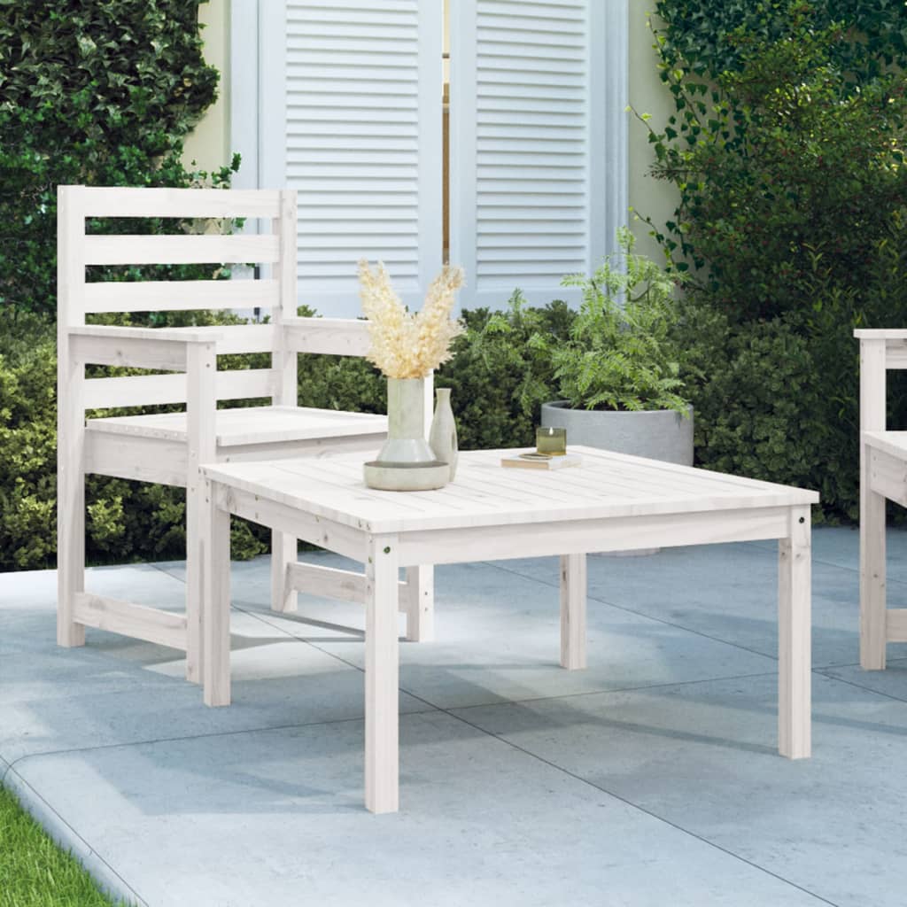 vidaXL Garden Table White 82.5x82.5x45 cm Solid Wood Pine