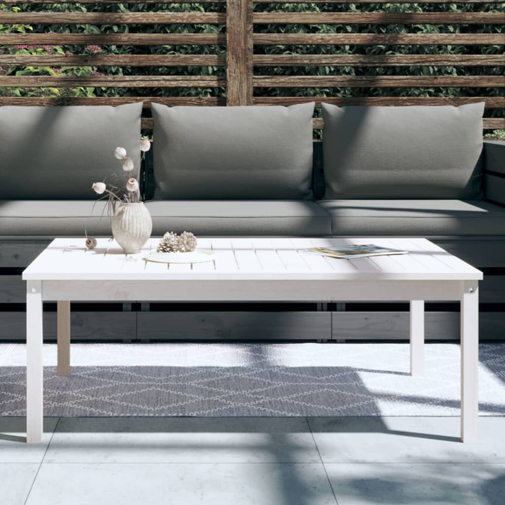 vidaXL Garden Table White 121x82,5x45 cm Solid Wood Pine