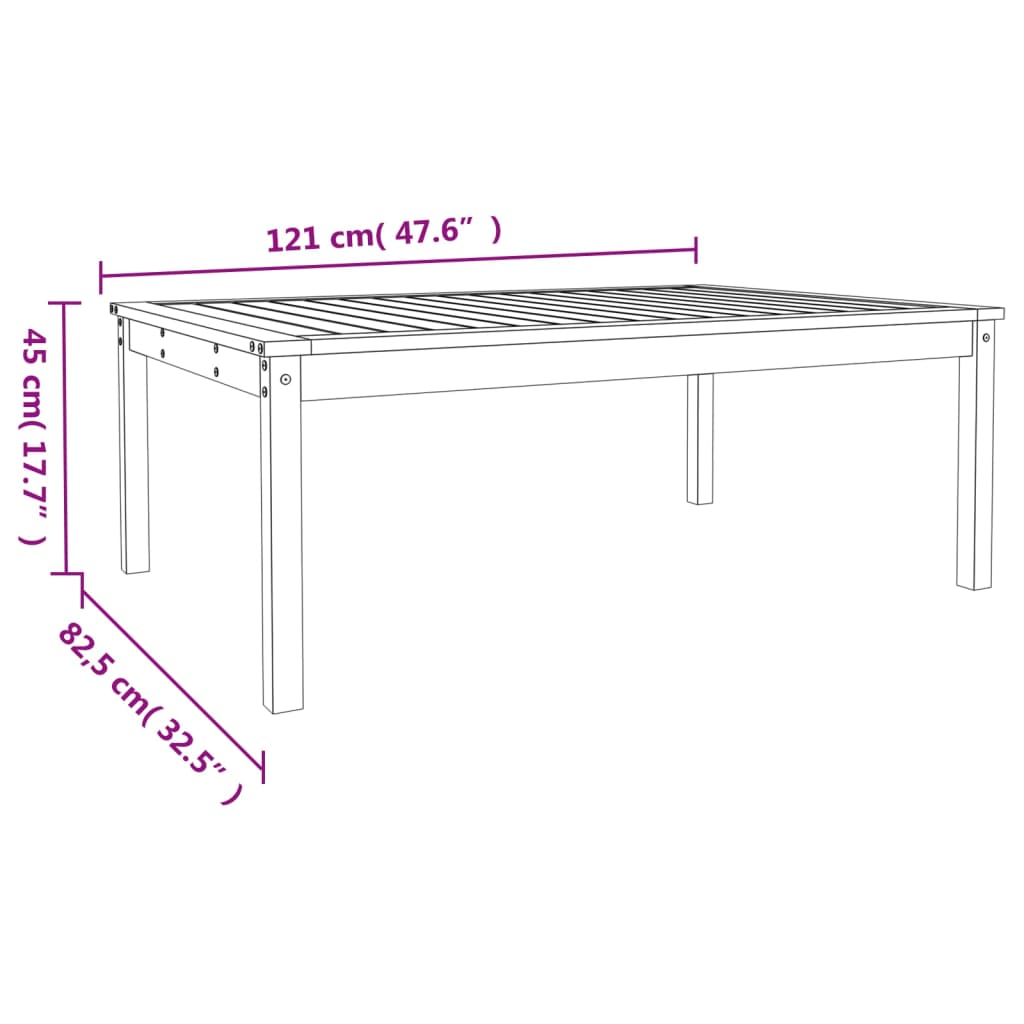vidaXL Garden Table White 121x82.5x45 cm Solid Wood Pine