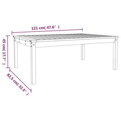 vidaXL Garden Table White 121x82.5x45 cm Solid Wood Pine