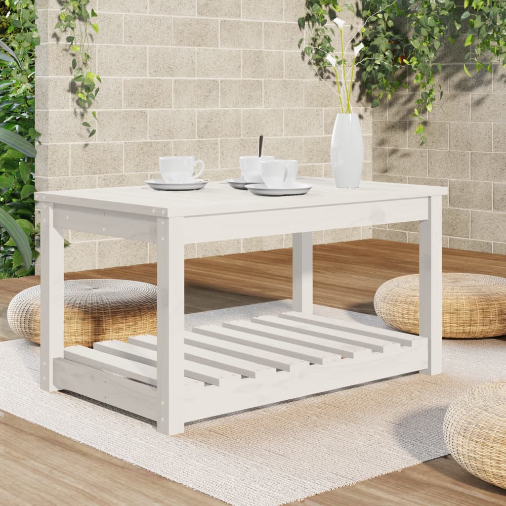 vidaXL Garden Table White 82.5x50.5x45 cm Solid Wood Pine