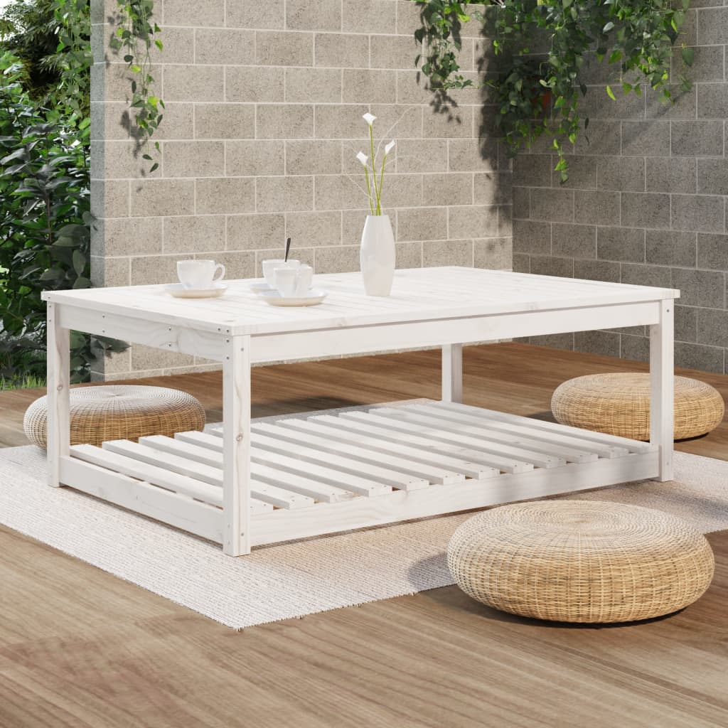 vidaXL Garden Table White 121x82.5x45 cm Solid Wood Pine