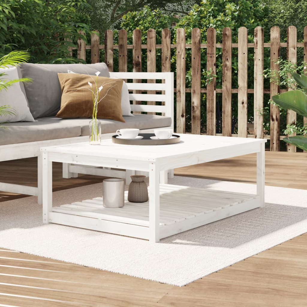 vidaXL Garden Table White 121x82,5x45 cm Solid Wood Pine