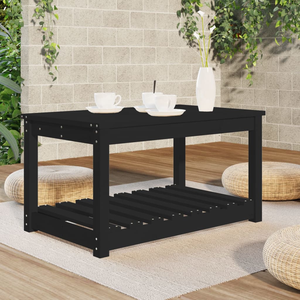 vidaXL Garden Table Black 82.5x50.5x45 cm Solid Wood Pine