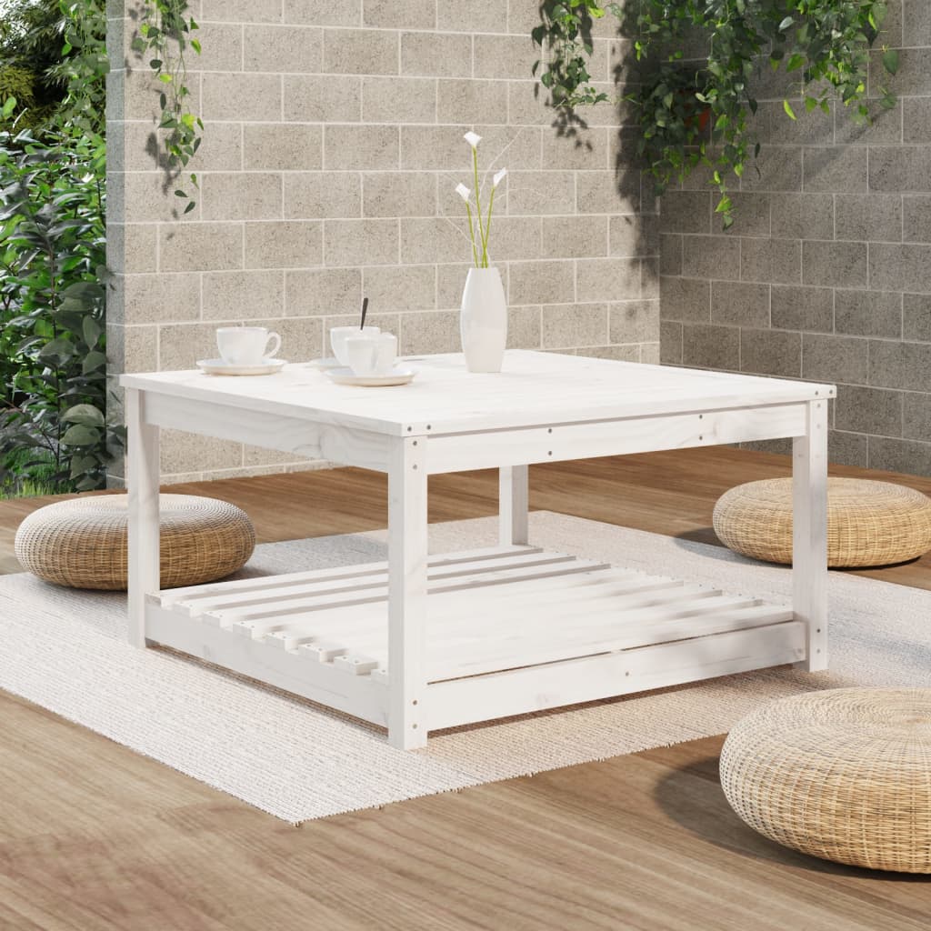 vidaXL Garden Table White 82,5x82,5x45 cm Solid Wood Pine