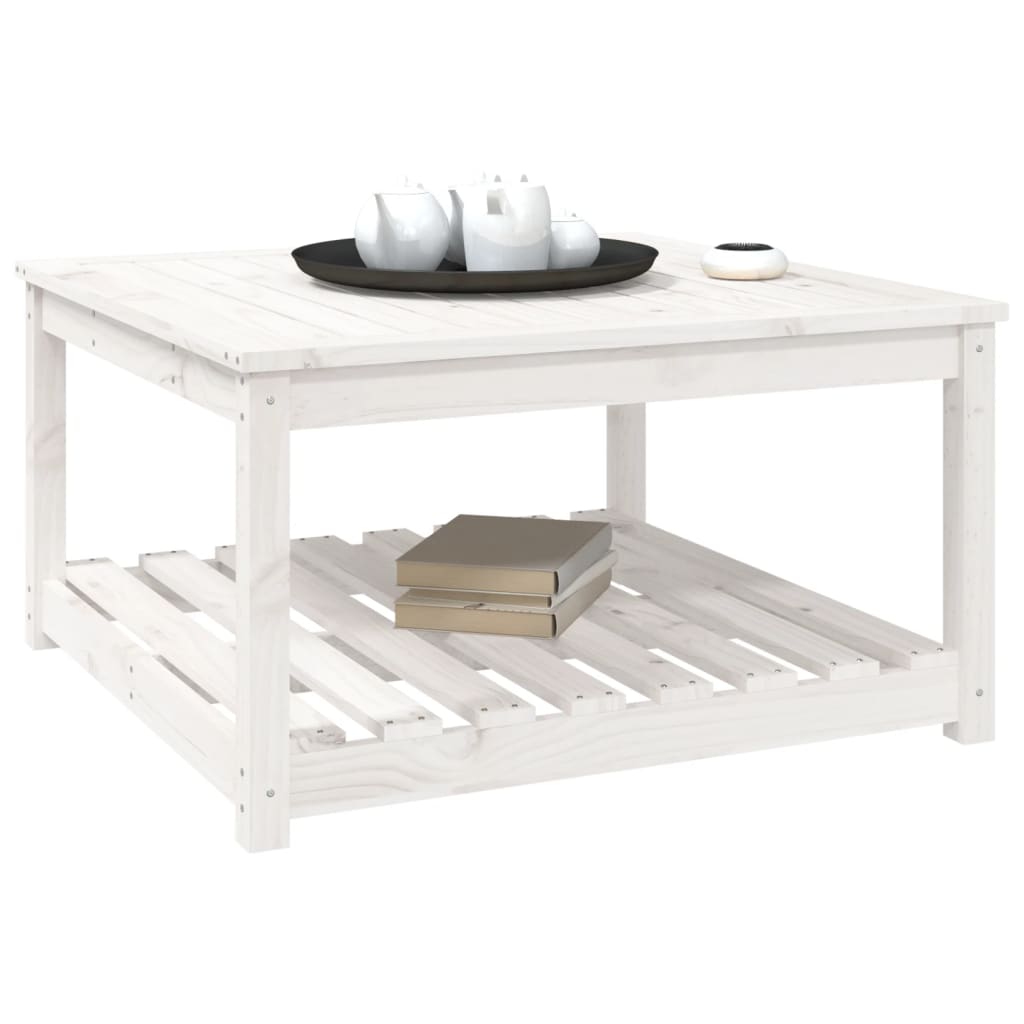 vidaXL Garden Table White 82,5x82,5x45 cm Solid Wood Pine