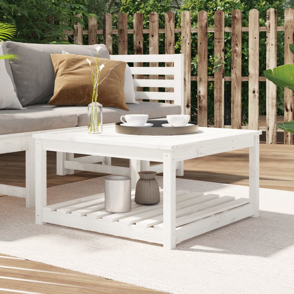 vidaXL Garden Table White 82,5x82,5x45 cm Solid Wood Pine