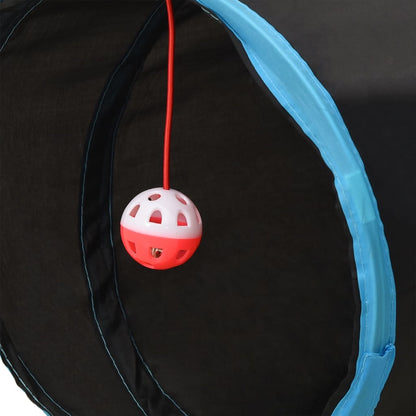 vidaXL Cat Tunnel 4-way Black and Blue 132 cm Polyester