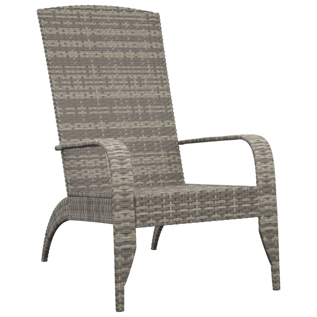 vidaXL Garden Adirondack Chair | Grey | Poly rattan, powder-coated steel