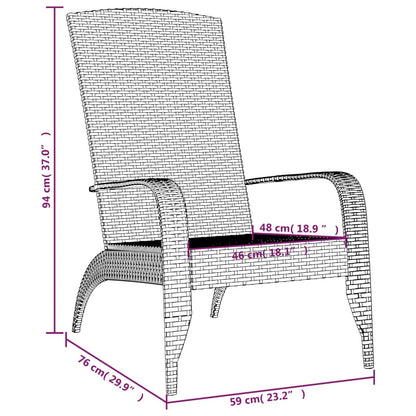vidaXL Garden Adirondack Chair | Grey | Poly rattan, powder-coated steel