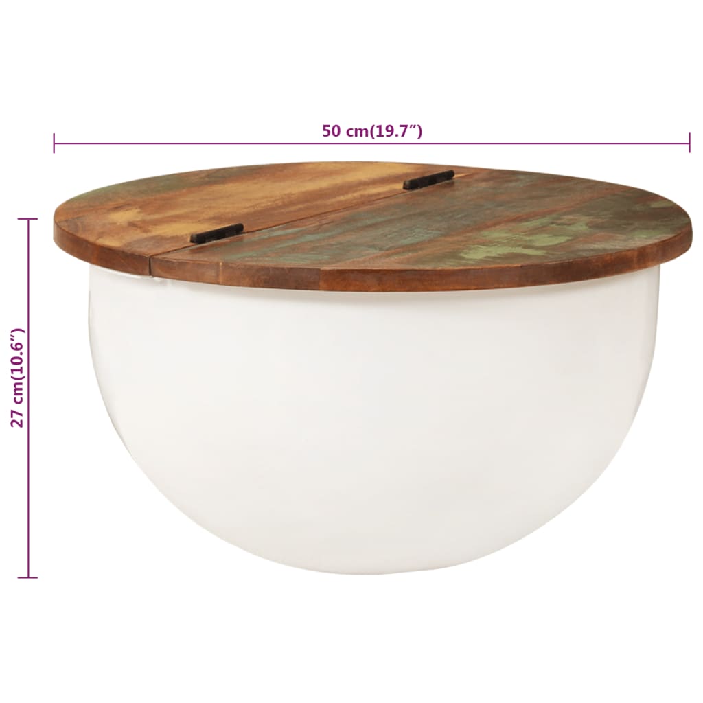 vidaXL Coffee Table White 50x27 cm Solid Wood Reclaimed