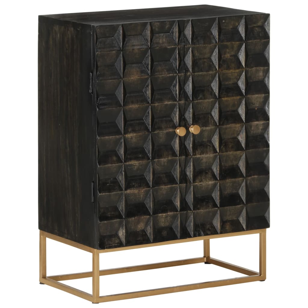 vidaXL Sideboard Black 55x34x75 cm Solid Wood Mango and Iron