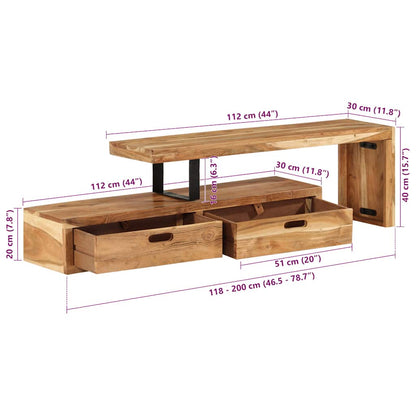 vidaXL TV Stand (118-200)x30x40 cm Solid Wood Acacia