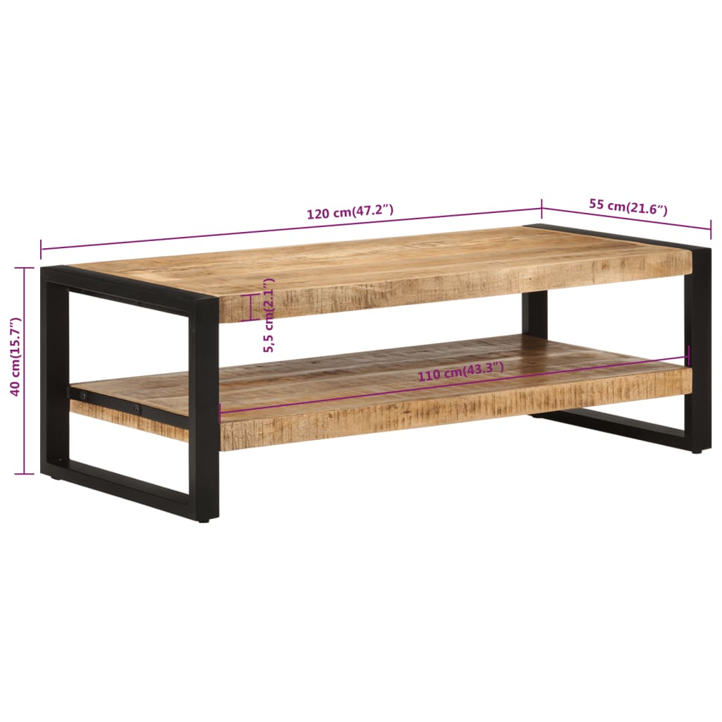 vidaXL Coffee Table 120x55x40 cm Solid Wood Mango