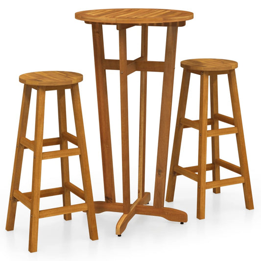 vidaXL 3 Piece Bar Set Solid Wood Acacia