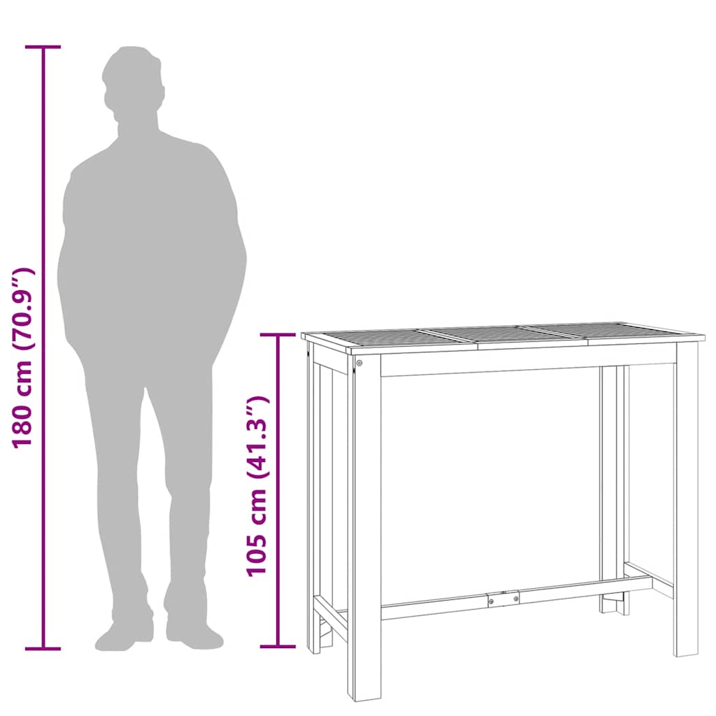 vidaXL Garden Bar Table 120x60x105 cm Solid Wood Acacia