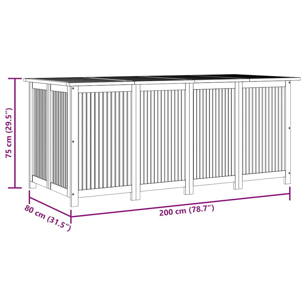 vidaXL Garden Storage Box 200x80x75 cm Solid Wood Acacia
