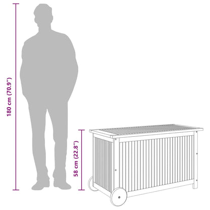 vidaXL Garden Storage Box with Wheels 90x50x58 cm Solid Wood Acacia