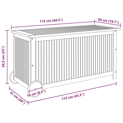 vidaXL Garden Storage Box with Wheels 113x50x58 cm Solid Wood Acacia