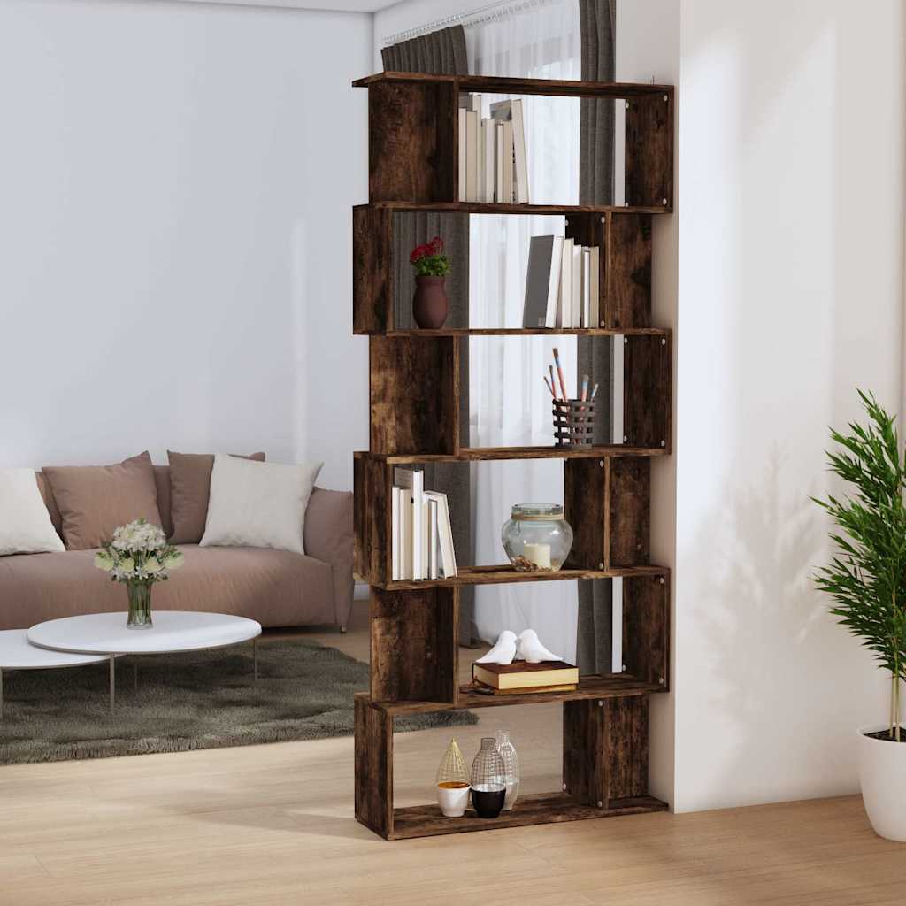 vidaXL Book Cabinet/Room Divider Smoked Oak 80x24x192 cm