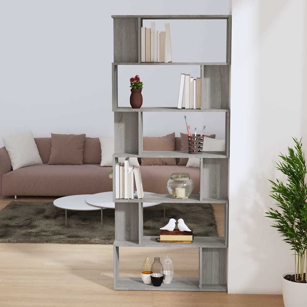 vidaXL Book Cabinet/Room Divider Grey Sonoma 80x24x192 cm