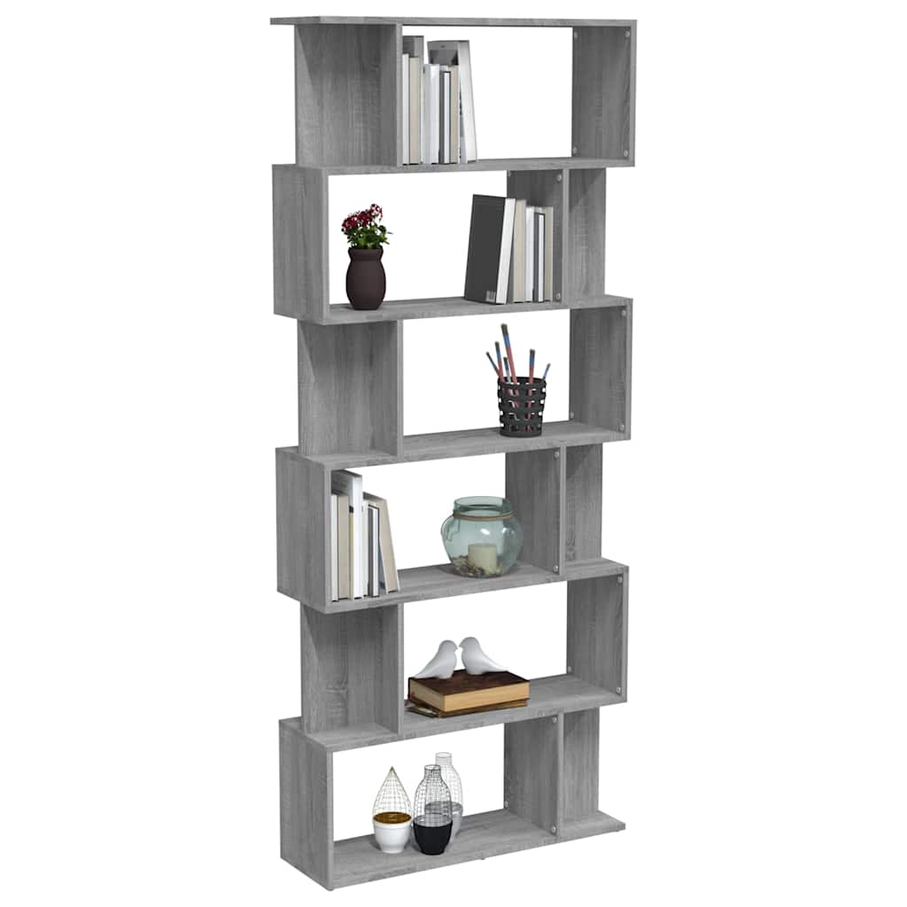 vidaXL Book Cabinet/Room Divider Grey Sonoma 80x24x192 cm