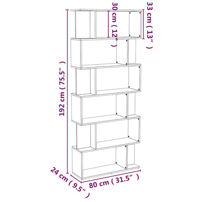 vidaXL Book Cabinet/Room Divider Grey Sonoma 80x24x192 cm