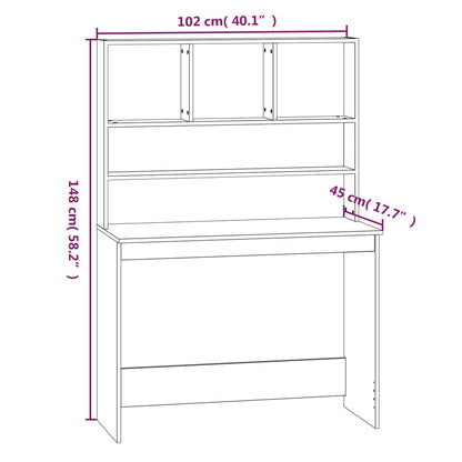 vidaXL Desk with Shelves White 102x45x148 cm Engineered Wood
