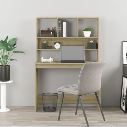 vidaXL Desk with Shelves Sonoma Oak 102x45x148 cm Engineered Wood