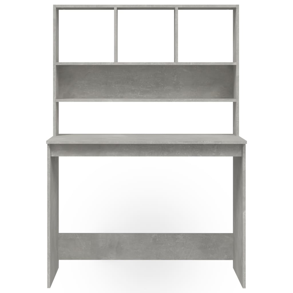 vidaXL Desk with Shelves Concrete Grey 102x45x148 cm Engineered Wood